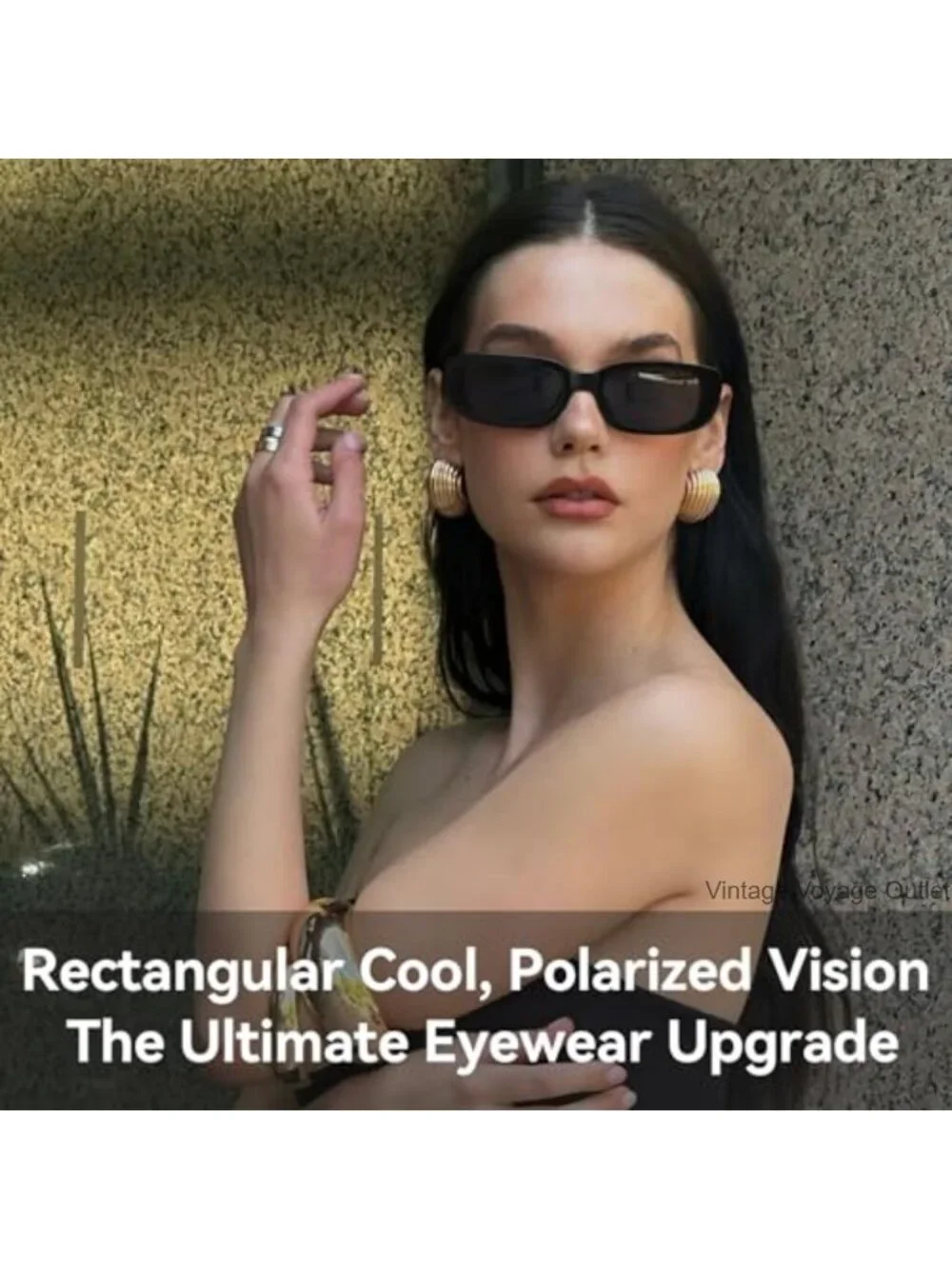 Retro Rectangle Sunglasses UV400 Polarized Small Chunky Frame for Women Men